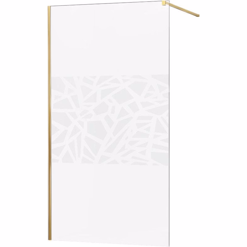 MEXEN/S - KIOTO Sprchová zástena WALK-IN 80x200 cm 8 mm, zlatá, biely vzor 800-080-101-50-85
