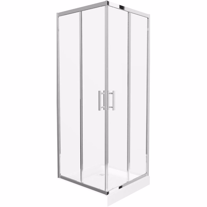MEXEN/S - Rio štvorcový sprchovací kút 80 x 80, transparent, chróm + vanička Rio 860-080-080-01-00-4510