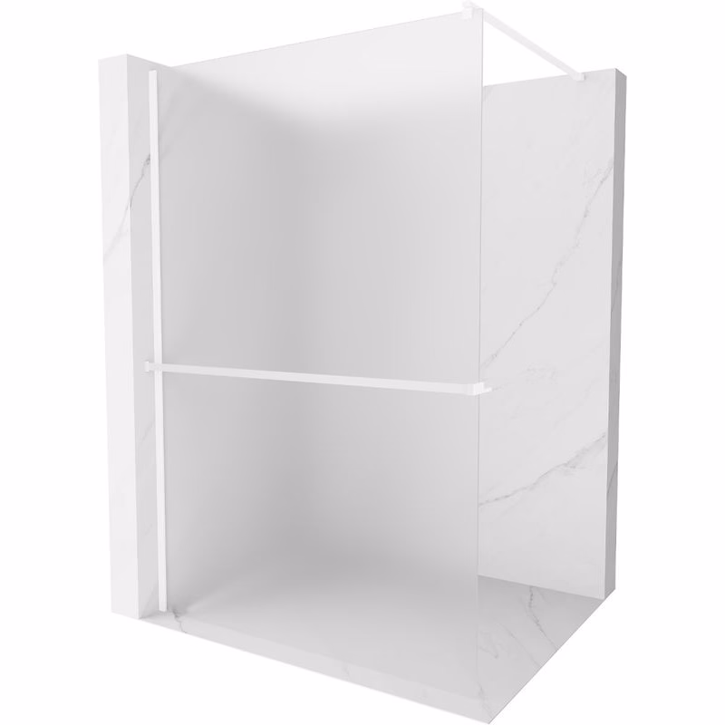 MEXEN/S - Kioto+ Sprchová zástena WALK-IN s poličkou a držiakom uterákov 100 x 200, vzor, biela 800-100-121-20-30