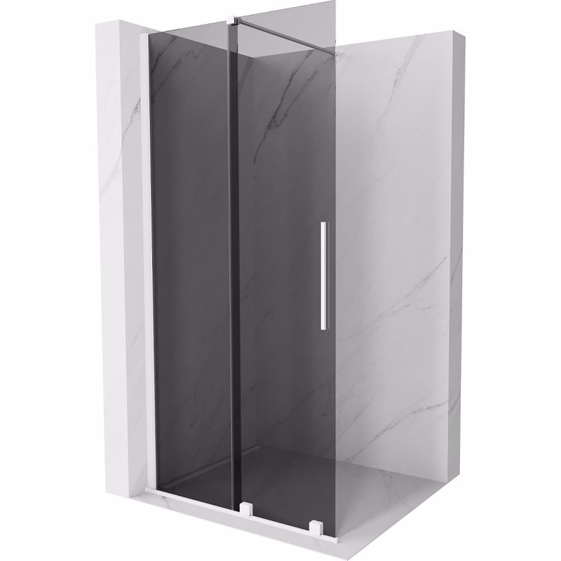 MEXEN/S - Velar Sprchová zástena posuvná Walk-in 75 x 200, grafit 8 mm, biela 871-075-000-43-20