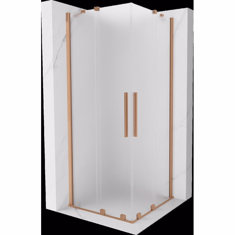 MEXEN/S - Velar Duo sprchovací kút, posuvné dvere 100 x 100, dekor, meď kartáčovaná 871-100-100-32-65