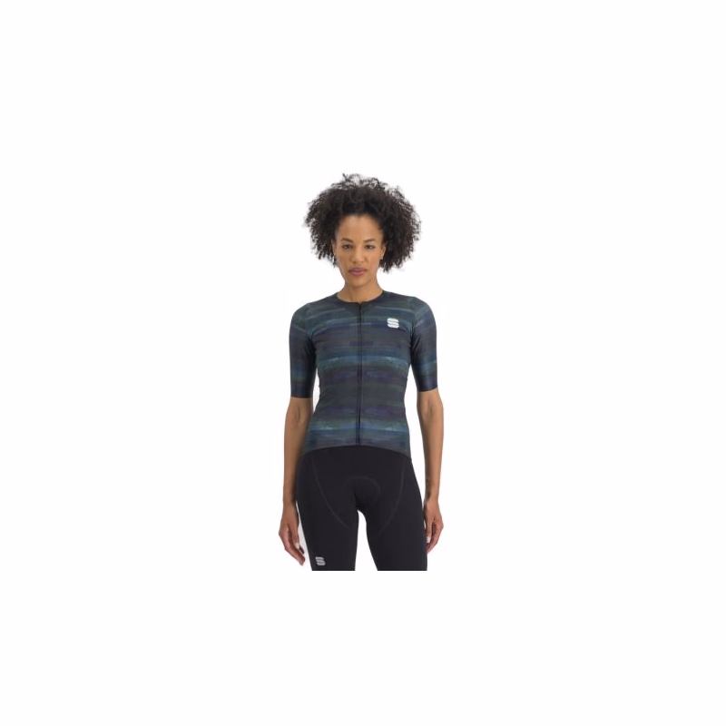 Dámsky cyklistický dres s krátkym rukávom SPORTFUL Glitch w bomber jersey, multicolor black