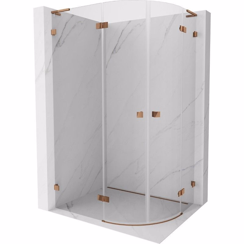 MEXEN/S - Lunar L sprchový kút štvrťkruh krídlový ľavá 100 x 90, transparent, ružové zlato 833L-100L-090P-60-00