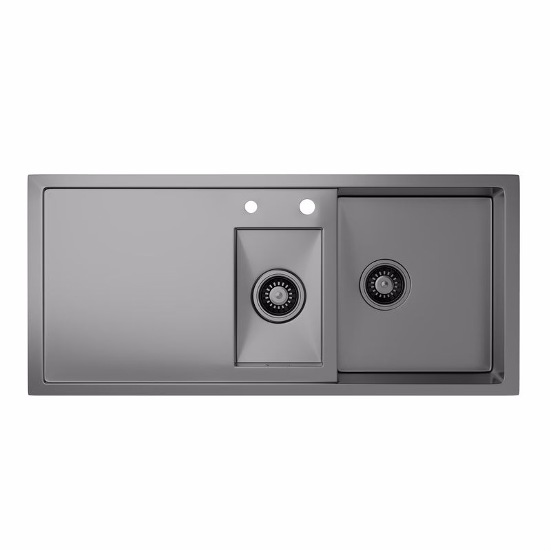 Klarstein TitanSteel kuchynský drez s odkvapkávačom, 100 x 45 cm, 2 umývadlá, nehrdzavejúca oceľ, odolný voči teplu