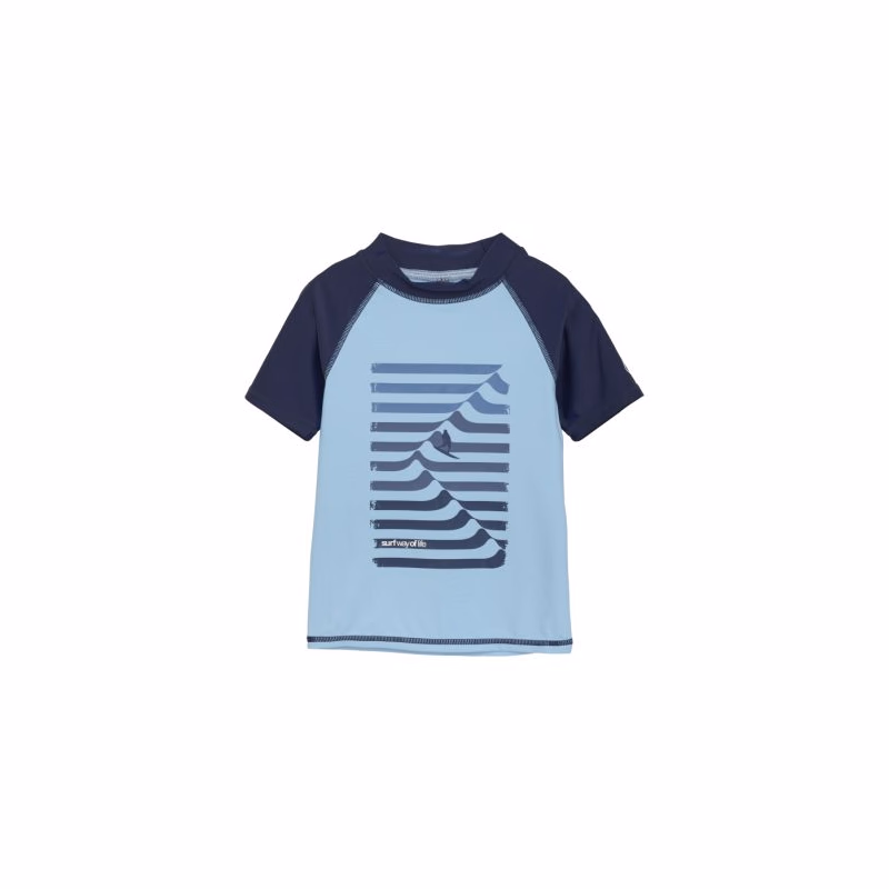 Chlapčenské tričko na kúpanie COLOR KIDS T-shirt W Print, cerulean
