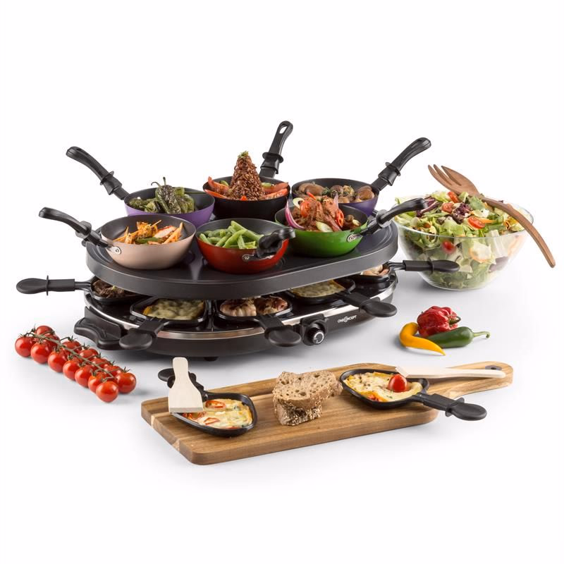 OneConcept Woklette, raclette gril, 1200 W, wok, pre 6 osôb, nepriľnavý povrch