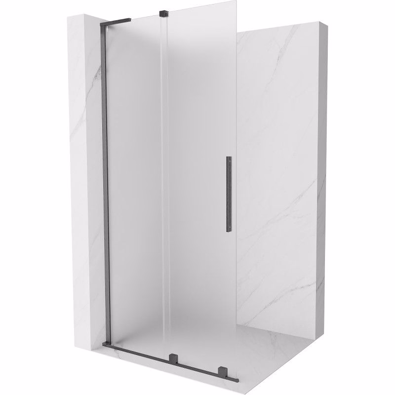 MEXEN/S - Velar L Sprchová zástena posuvná Walk-in 100 x 200, dekor 8 mm, grafit kartáčovaná 871-100-003-33-66