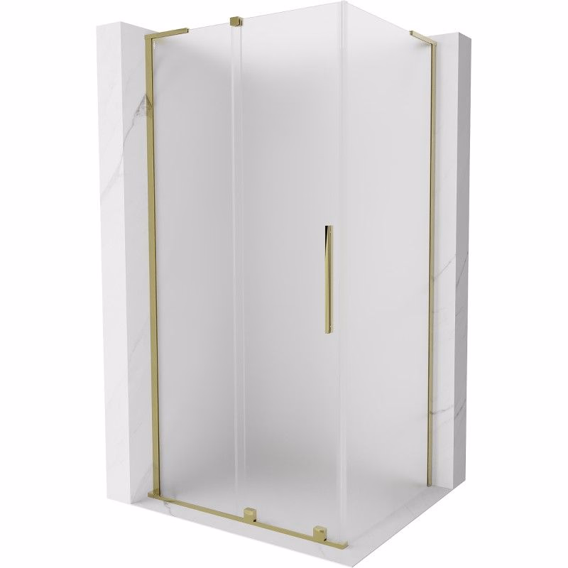 MEXEN/S - Velar L sprchovací kút, posuvné dvere 100 x 85, dekor, zlato 871-100-085-33-50