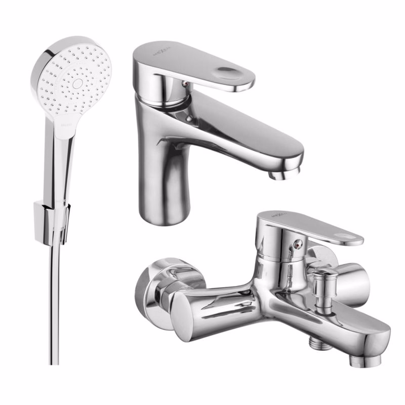 MEXEN/S - Kama R05 Set umývadlové a vaňové batérie s príslušenstvom, chróm 72503R05-00