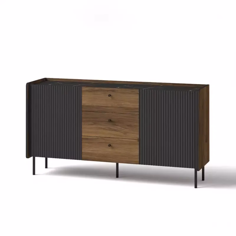 Komoda Prestigo P5 2d3s Vojnový orech/San Seb/Čierny mat