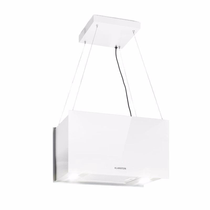 Klarstein Kronleuchter L, digestor, 60 cm, ostrovčekový, 590 m³/h, dotykové ovládanie, LED, biely