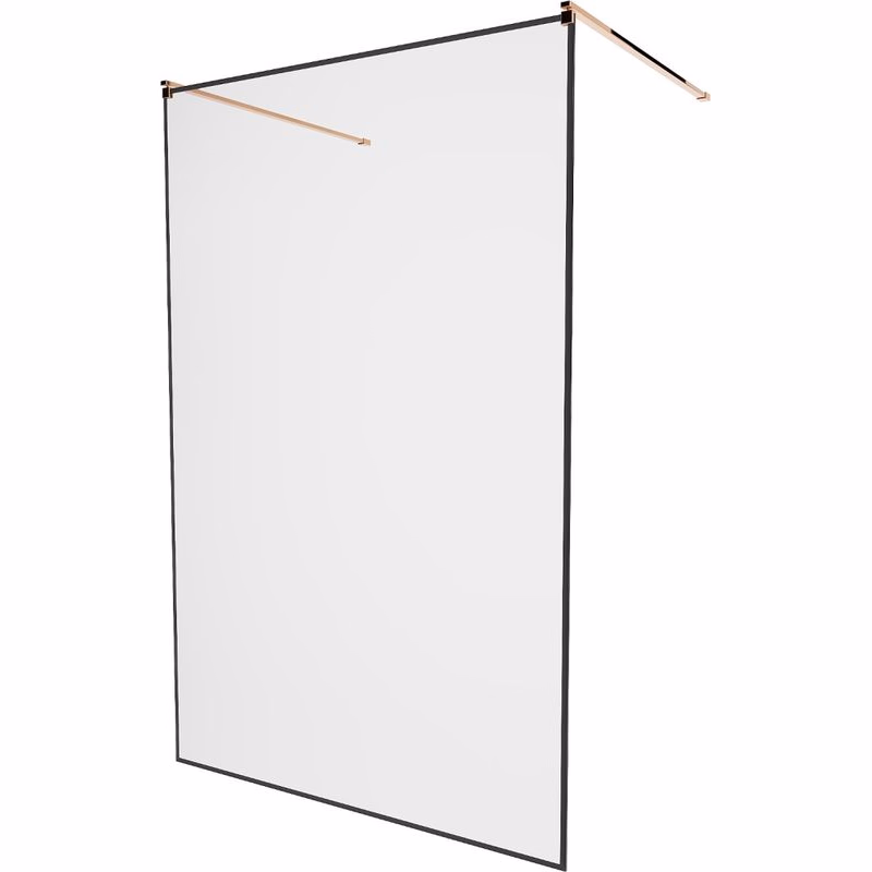 MEXEN/S - KIOTO samostatne stojaca sprchová zástena 120 x 200, transparent/čierna vzor 8 mm, ružové zlato 800-120-002-60-70