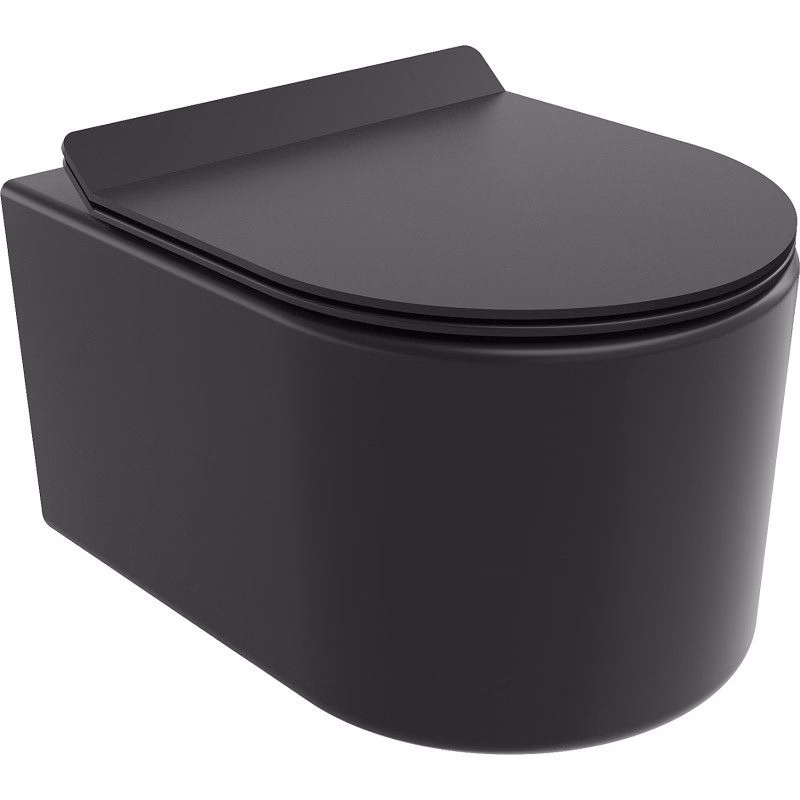MEXEN/S - Sofia Závesná WC misa Rimless Tornado vrátane sedátka s slow slim, duroplast, čierna mat 30540185T
