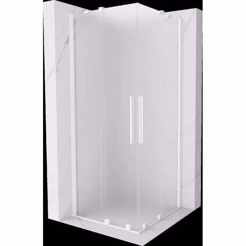 MEXEN/S - Velar Duo sprchovací kút, posuvné dvere 80 x 80, dekor, biela 871-080-080-32-20
