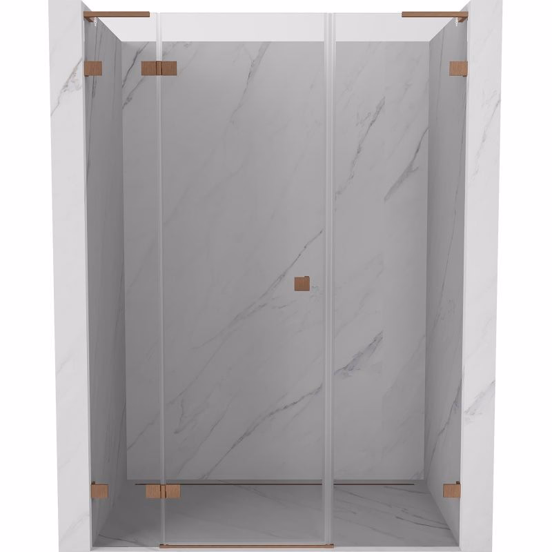 MEXEN/S - Lunar L sprchové dvere krídlové ľavé 145, transparent, meď kartáčovaná 834SL-145-050-65-00-L