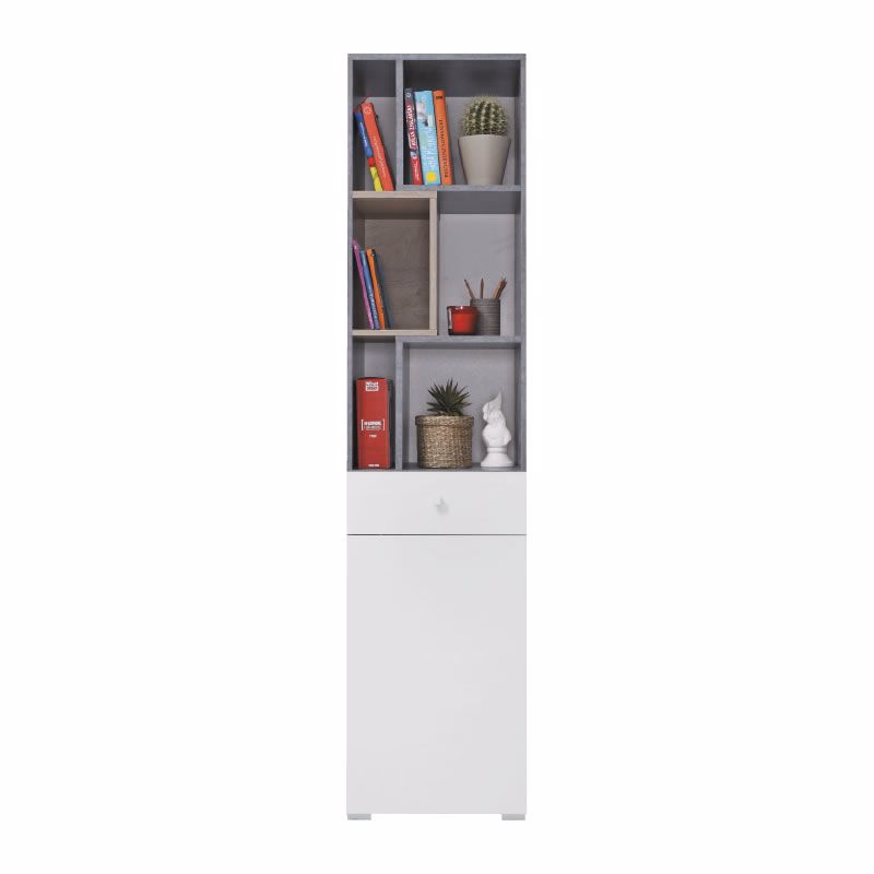 Meblar Regál SIGMA SI8 L/P Farba: beton/biela/dub