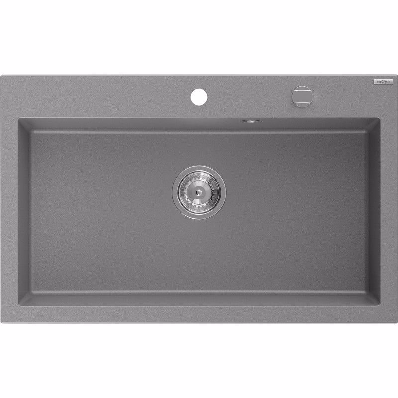 MEXEN MEXEN - Elix granitový drez 1-miska 800 x 500 mm, sivý, sifón chróm 6527801005-71