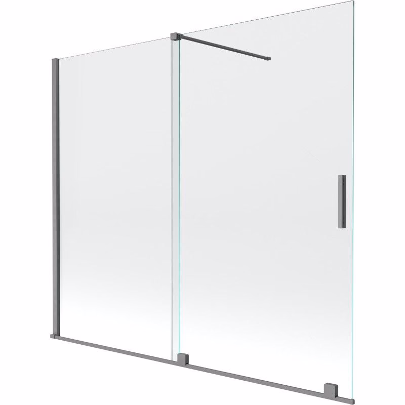 MEXEN/S - Velár dvojkrídlová posuvná vaňová zástena 180 x 150, transparent, grafit metal 896-180-000-01-95