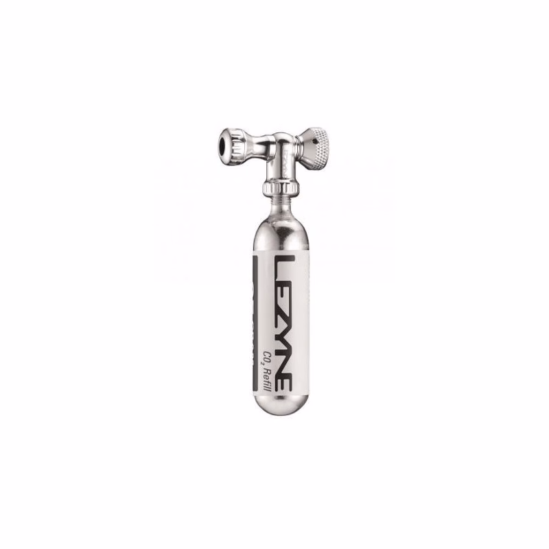 Pumpa na bicykel LEZYNE CONTROL DRIVE CO2 SILVER GLOSS WITH 25G CARTRIDGE