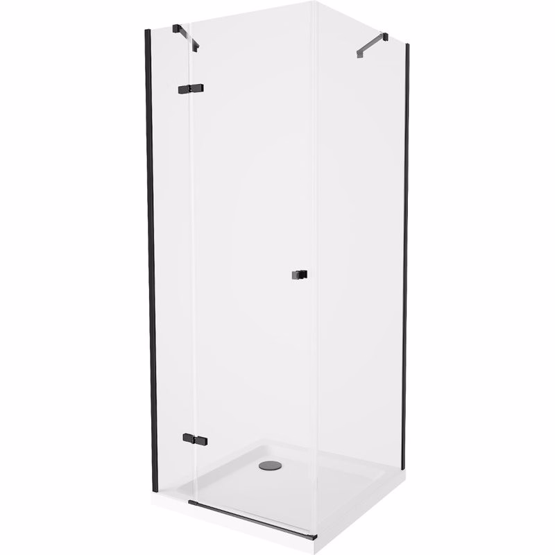 MEXEN/S - Roma sprchovací kút 100x100, transparent, čierna + biela vanička so sifónom 854-100-100-70-00-4010B