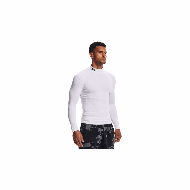 Pánske kompresné tričko s dlhým rukávom UNDER ARMOUR UA CG Armour Comp Mock-WHT