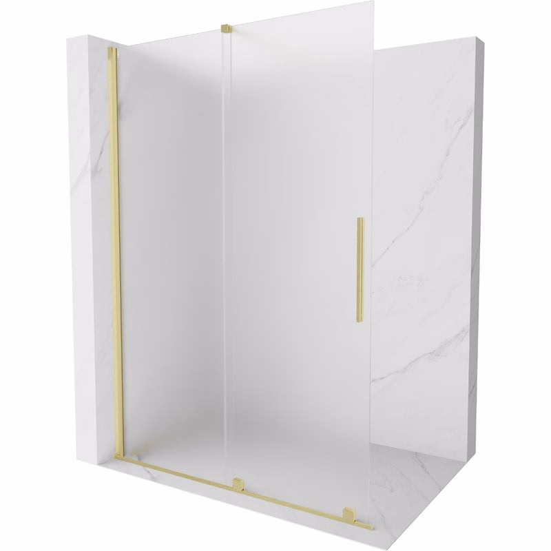 MEXEN/S - Velar Sprchová zástena posuvná Walk-in 150 x 200, dekor 8 mm, zlato kefovaná 871-150-000-33-55