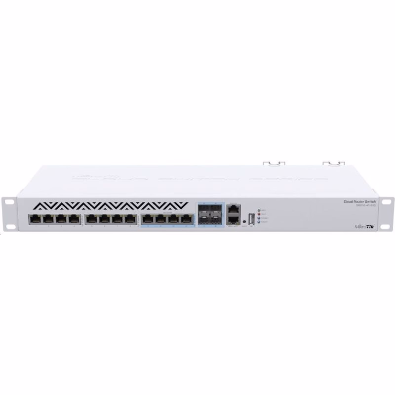 MikroTik Cloud Router Switch CRS312-4C + 8XG-RM, 650MHz CPU, 64MB, 1x GLAN, 8x10G, 4x10G Combo, slot, vr. L5