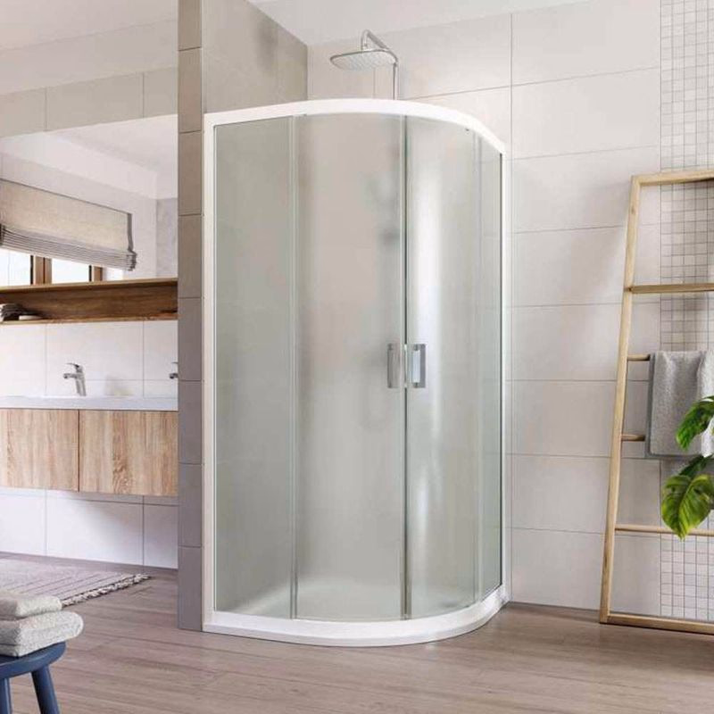 Mereo Sprchovací kút, Lima, štvrťkruh, R 550, zasúvací, 90x90 cm, biely ALU, sklo Point CK608B02K