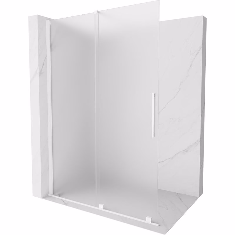 MEXEN/S - Velar Sprchová zástena posuvná Walk-in 130 x 200, dekor 8 mm, biela 871-130-000-33-20