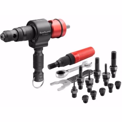 FORTUM Nadstavec s rukoväťou na nitovanie, sada 2ks, nity 2,4-6,4mm, matice M3-M12, pre akumulátorovú