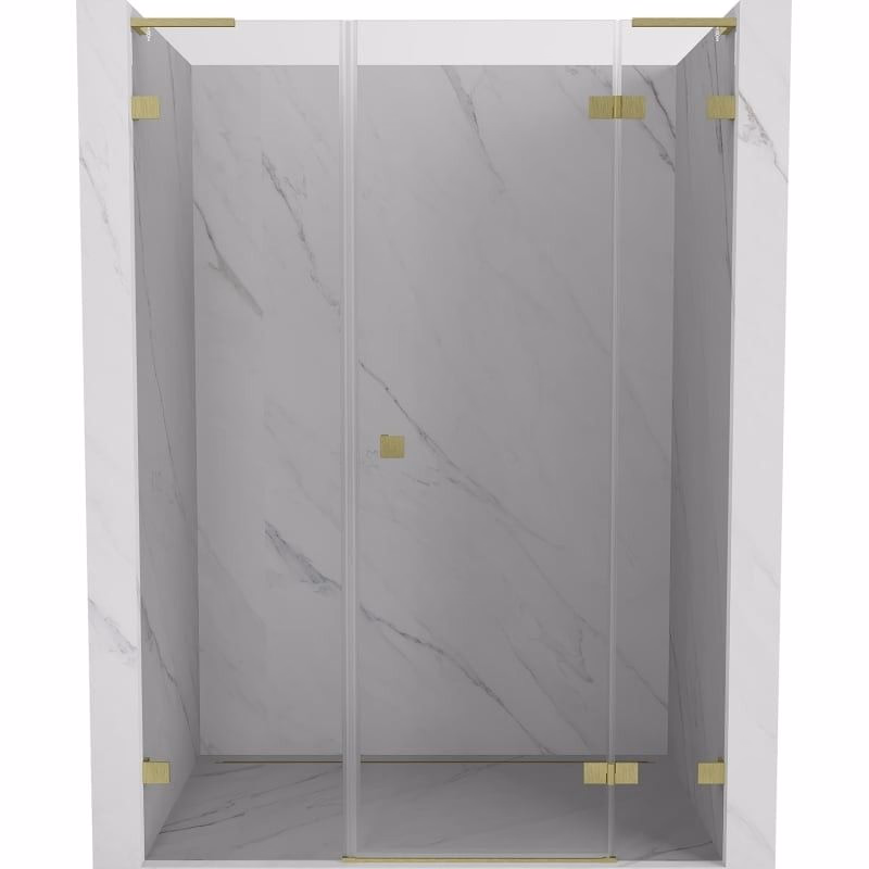 MEXEN/S - Lunar L sprchové dvere krídlové pravé 135, transparent, zlatá kartáčovaná 834SL-135-050-55-00-P