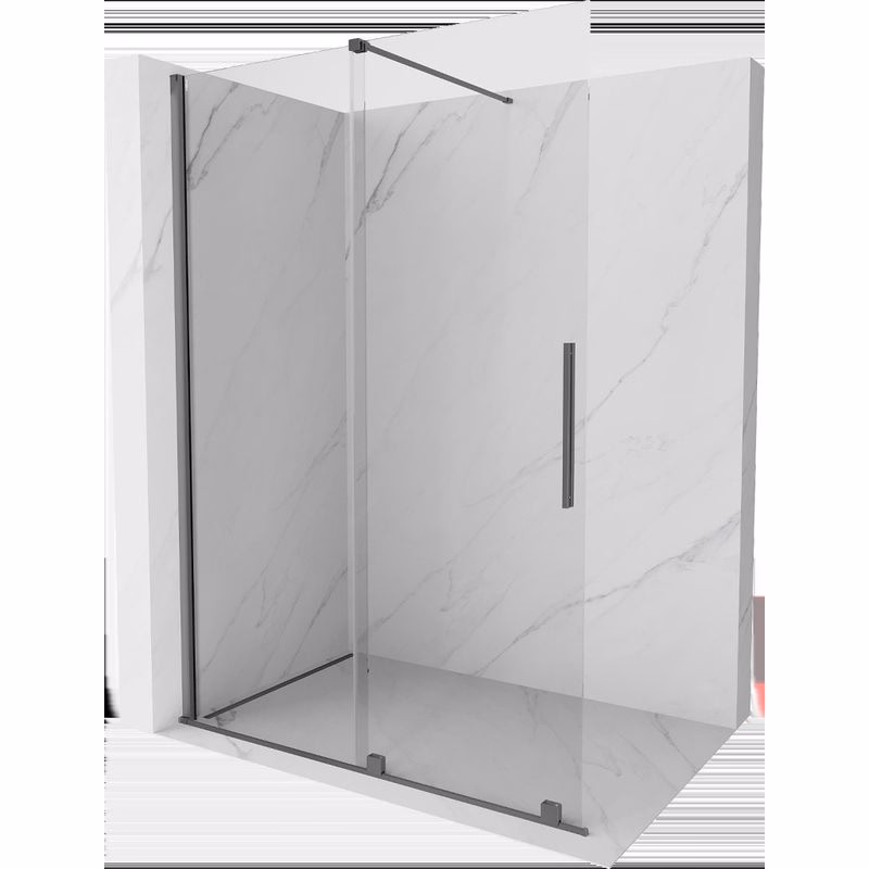 MEXEN/S - Velar Sprchová zástena posuvná Walk-in 130 x 200, transparent 8 mm, grafit metal 871-130-000-03-95