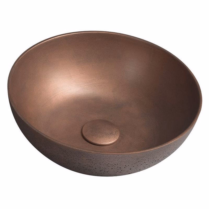 SAPHO - FORMIGO betónové umývadlo na dosku, priemer 39cm, meď mat FG320