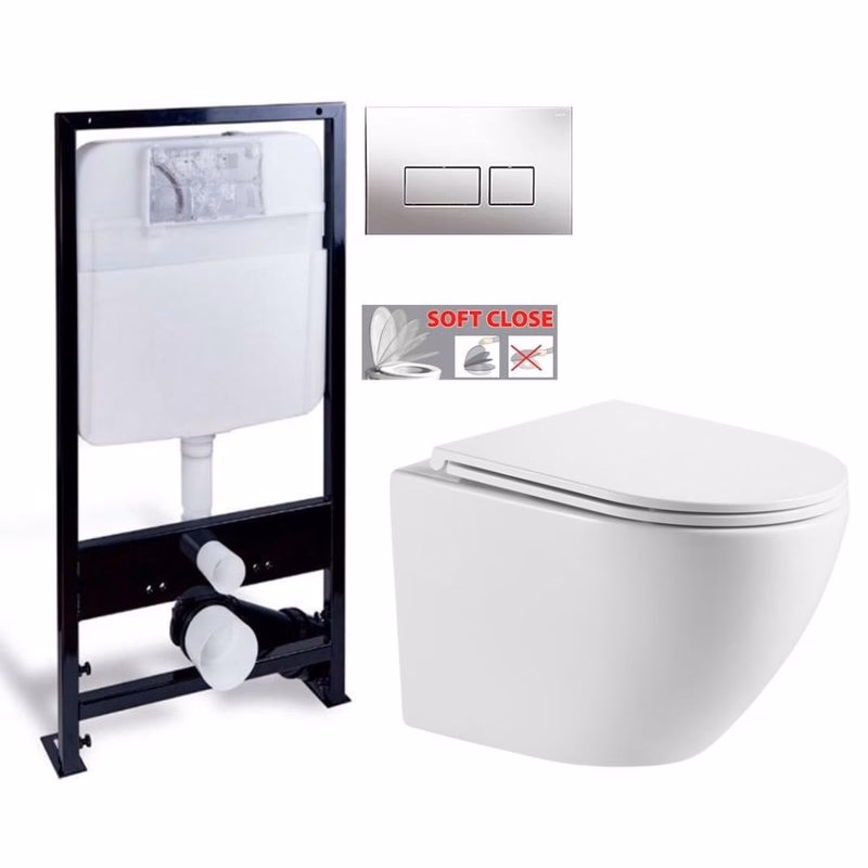 PRIM predstenový inštalačný systém s chrómovým tlačidlom 20/0041+ WC INVENA LIMNOS /VÍROVÉ SPLACH/ WITH SOFT  se sedlem RIMLESS PRIM_20/0026 41 LI1