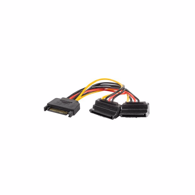 LANBERG SATA (M) na 2x SATA (F) kábel 15cm, uhlový