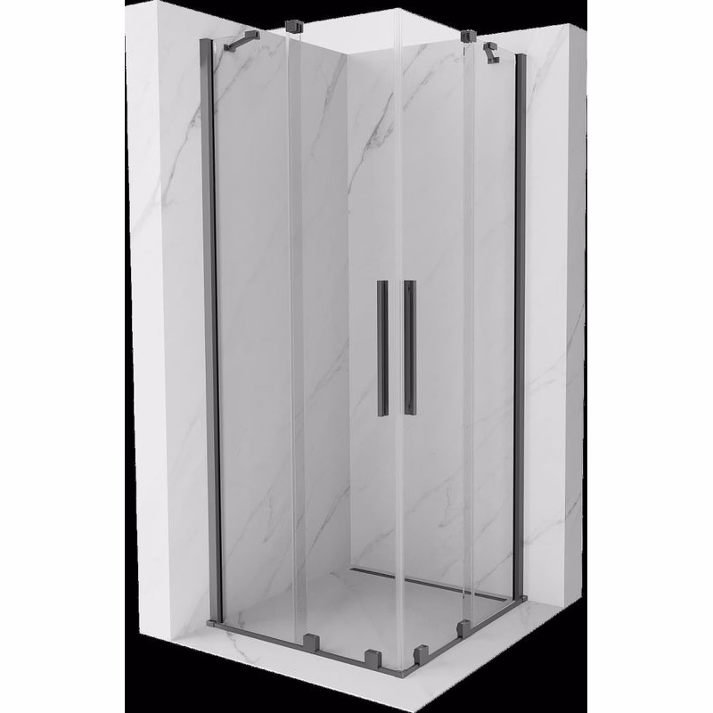 MEXEN/S - Velar Duo sprchovací kút, posuvné dvere 90 x 90, transparent, grafit metal 871-090-090-02-95