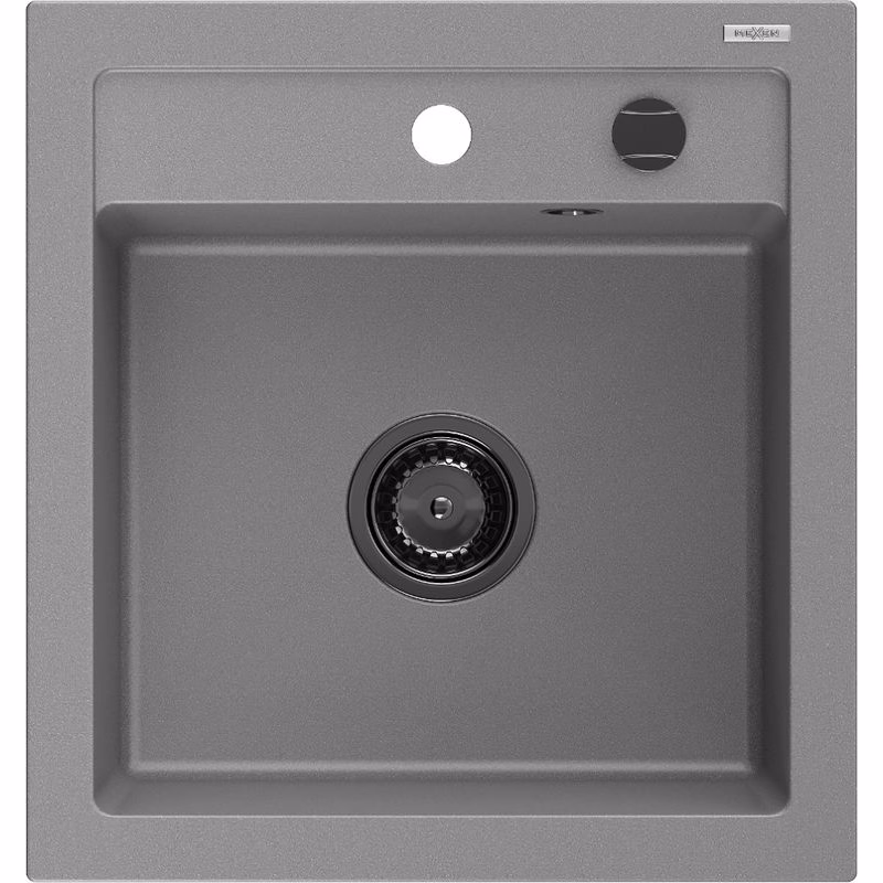 MEXEN/S MEXEN/S - Vito Vito granitový drez 1-miska 520x490 mm, sivá,+ čierny sifón 6503521000-71-B