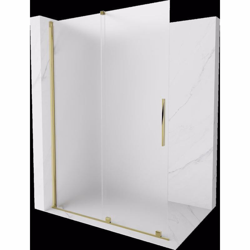 MEXEN/S - Velar Sprchová zástena posuvná Walk-in 160 x 200, dekor 8 mm, zlato 871-160-000-33-50