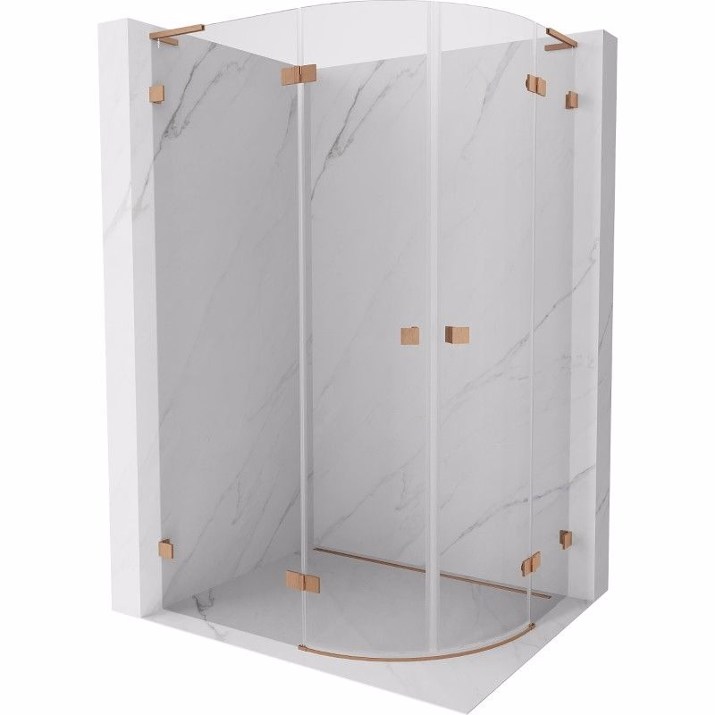MEXEN/S - Lunar L sprchový kút štvrťkruh krídlový ľavá 100 x 90, transparent, meď kartáčovaná 833L-100L-090P-65-00