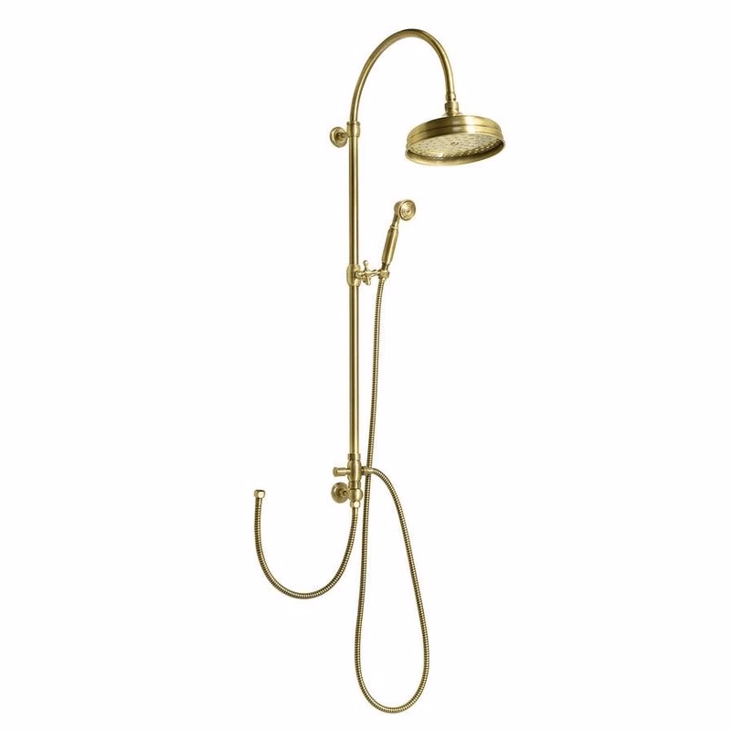 SAPHO - VANITY sprchový stĺp s pripojením vody na batériu, hlavová a ručná sprcha, bronz SET066