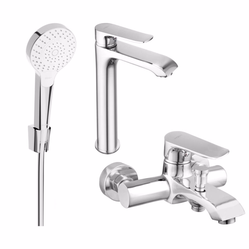MEXEN/S - Pecos R05 Set umývadlové a vaňové batérie s príslušenstvom, chróm 72713R05-00