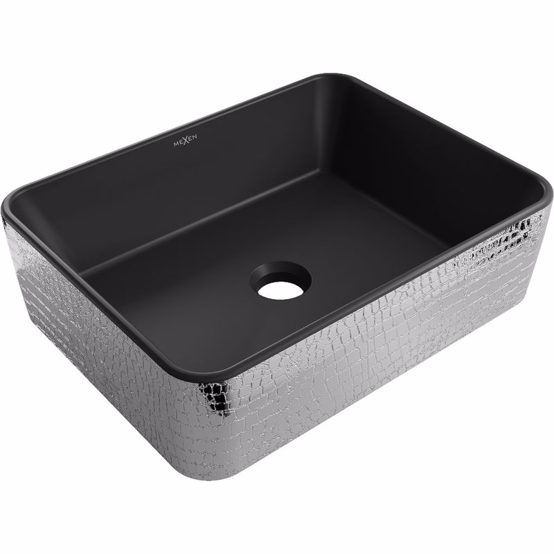 MEXEN - Catia umývadlo na dosku 48 x 37, čierna mat/strieborná vzor 21314872
