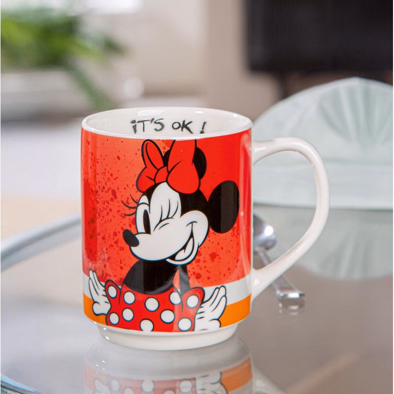 Porcelánový hrnček Minnie, červený