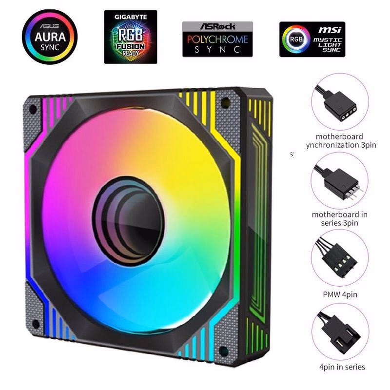 1stCOOL Ventilátor AURA EVO Mirror ARGB PWM, 120mm, čierna