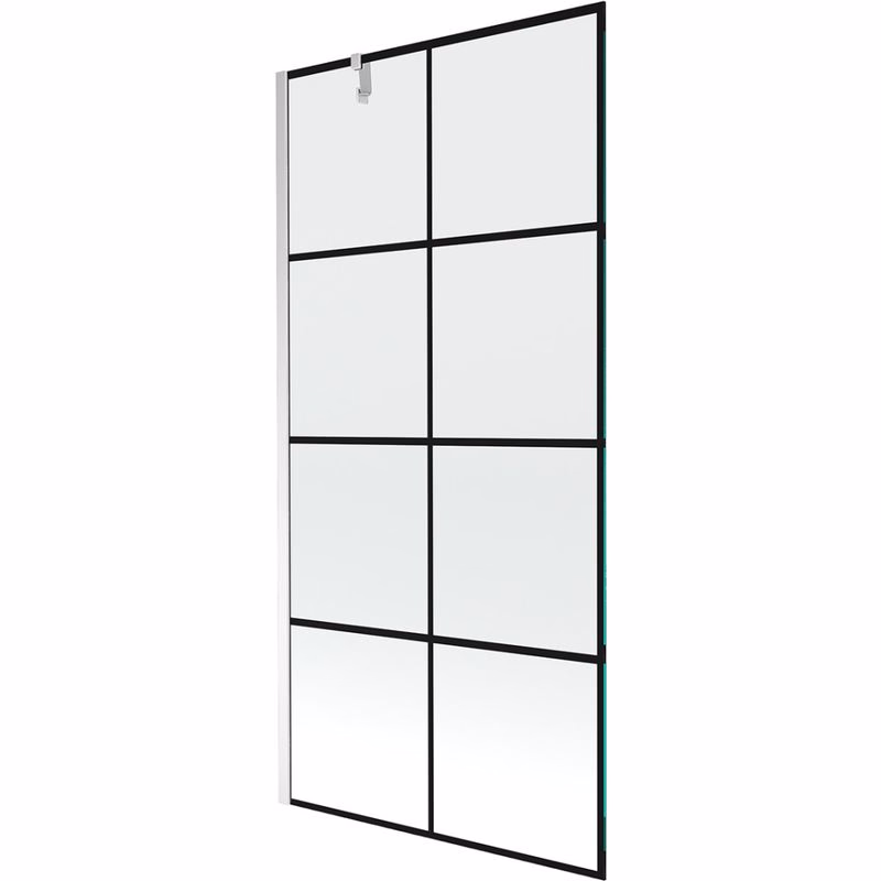 MEXEN/S - Next vaňová zástena FIX 100x150, čierny dekor, chróm 895-100-000-00-77-01