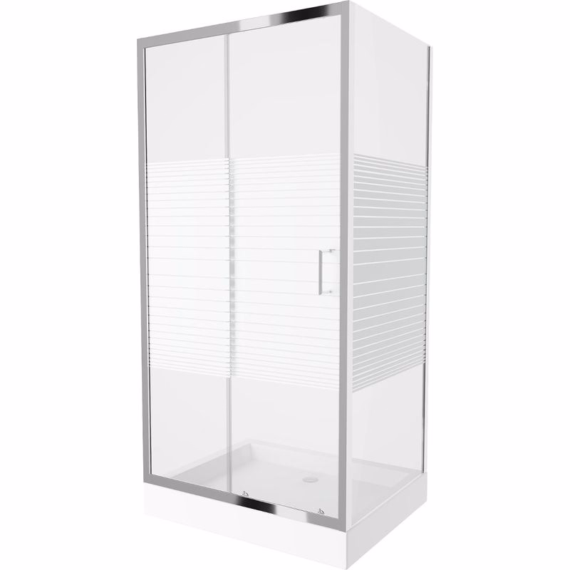 MEXEN/S - Apia Sprchovací kút 100x80, pruhy, chróm + vanička Rio 840-100-080-01-20-4510