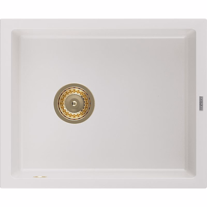 MEXEN/S MEXEN/S - Pedro granitový drez 1-miska 560 x 460 mm, biela, sifón zlatá 6508561000-20-G