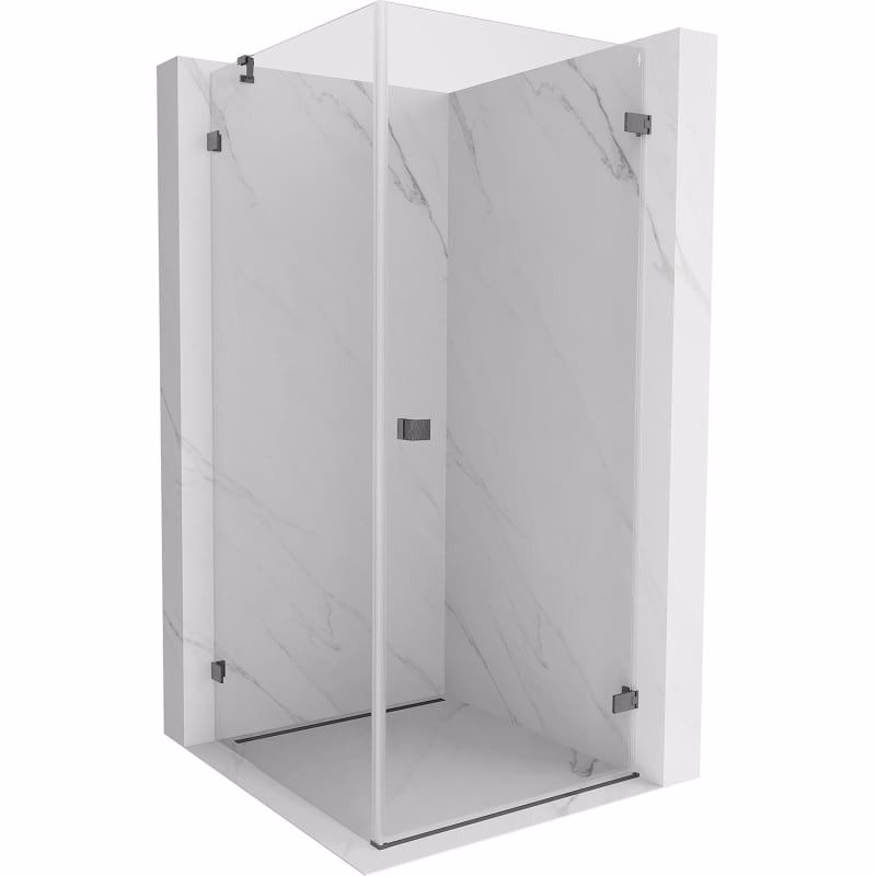 MEXEN/S - Lunar-B sprchovací kút dvere krídlové pravá 90 x 90, transparent, grafit kartáčovaná 832-090-090-66-00-P