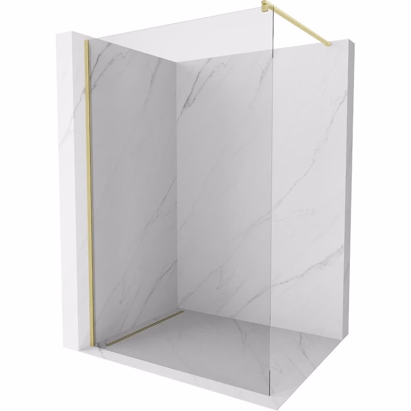 MEXEN/S - Kioto Sprchová zástena WALK-IN 55 x 200, transparent 8 mm, zlatá kartáčovaná 800-055-101-55-00