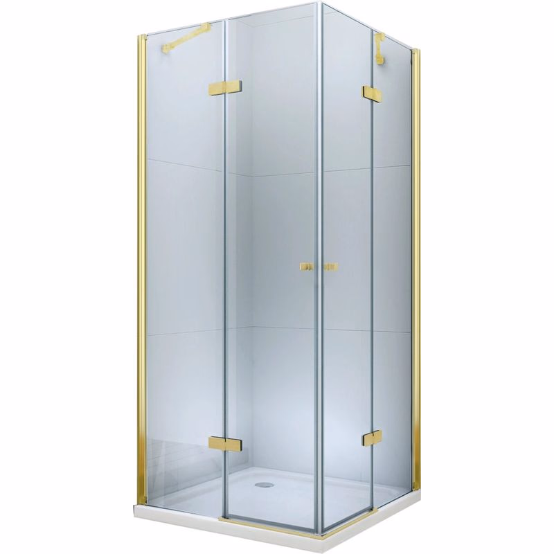 MEXEN/S - Roma Duo sprchovací kút 70 x 70, transparent, zlato 854-070-070-50-00-02